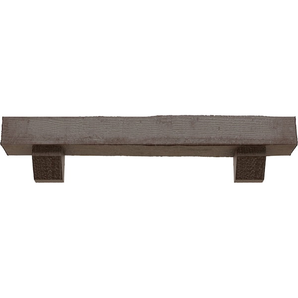 Kit W/ Ashford Corbels, Aged Pecan, 6H  X 10D X 60W Rough Sawn Faux Wood Fireplace ManteL